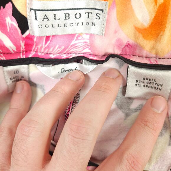 Talbots Collection Womens Size 10 32x27 Floral Flower Cotton Blend Stretch Pants - Picture 3 of 7